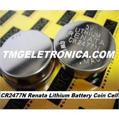 CR2477N - Bateria CR2477N Renata 3Volts, Lithium Botão, Renata Batteries, Battery Lithium Manganese Dioxide CR2477N, Coin Button Cell, IHM, CNC, PLC ROBOT & MACHINE - CR2477N 3V - C/Fio e Conector